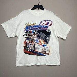 Vintage 2002 NASCAR Johnny Benson Valvoline Racing Double Side White‎ T-Shirt XL